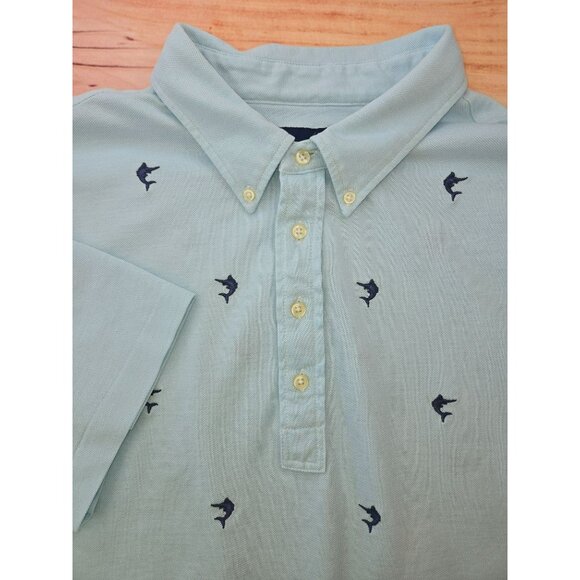 Ralph Lauren Light Blue Embroidered Seahorses Cotton Short Sleeve Polo Shirt XXL - Picture 4 of 7